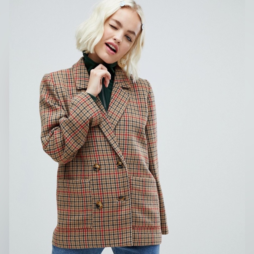 Monki Check Oversized Blazer